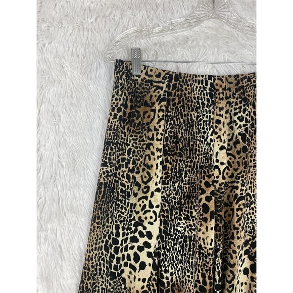 Chico's Womens Leopard Cheetah Print Animal Skirt Midi A line Size 1 - Picture 2 of 7